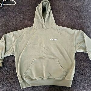 Men's Olive Green Pullover Hoodie with 'cold' Logo